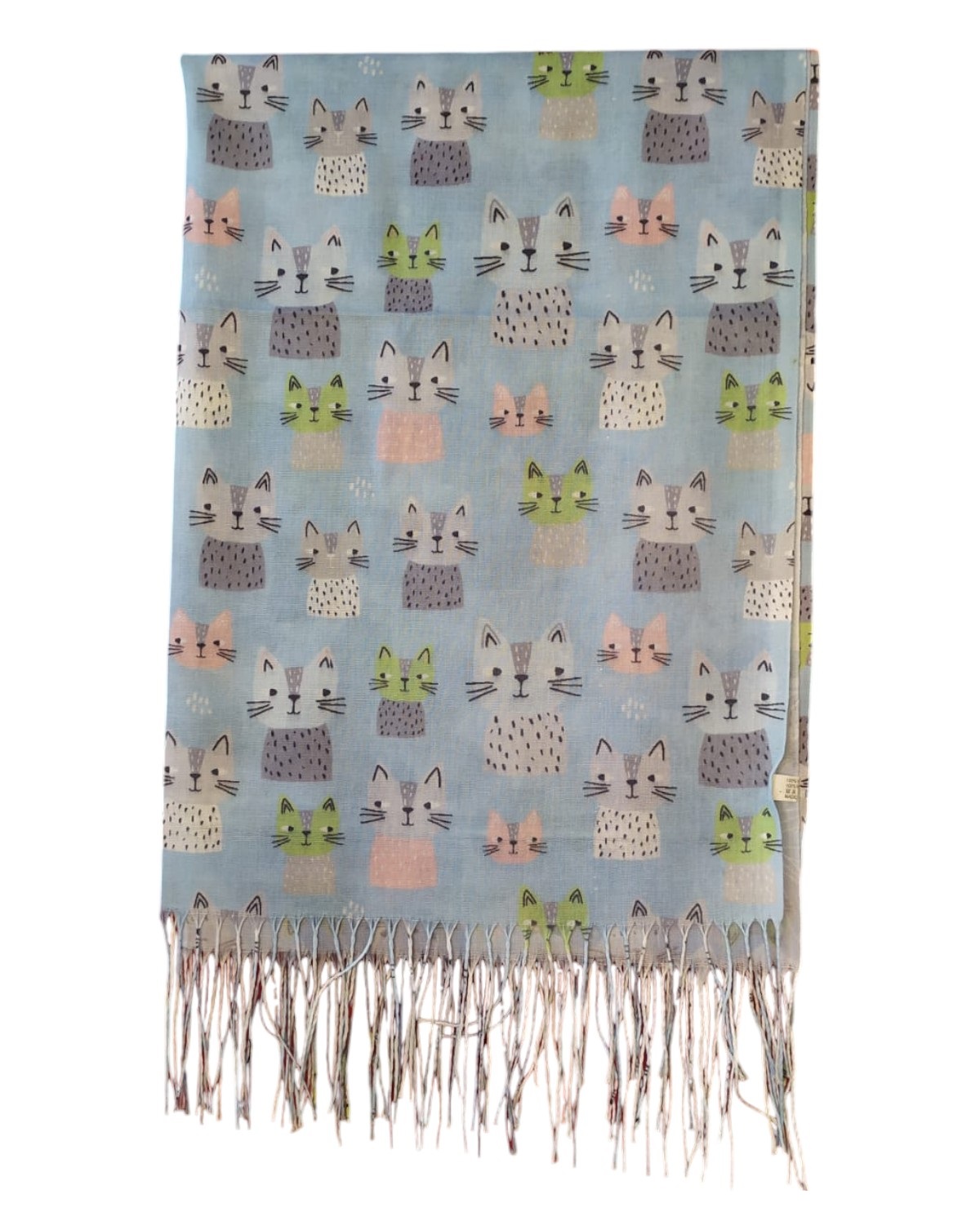 BUFANDA CELESTE PAÑUELO DISEÑO GATITOS PRIMAVERA/VERANO - 4