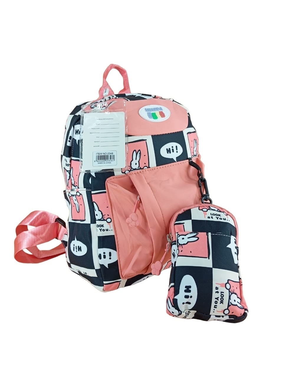 MOCHILA URBANA, JUVENIL, DISEÑO CONEJOS KAWAII + ESTUCHE - 1