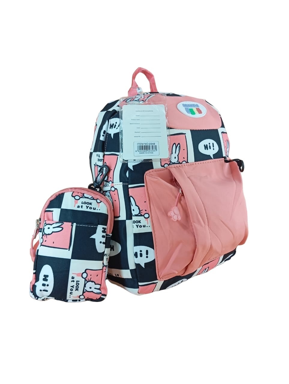 MOCHILA URBANA, JUVENIL, DISEÑO CONEJOS KAWAII + ESTUCHE - 3