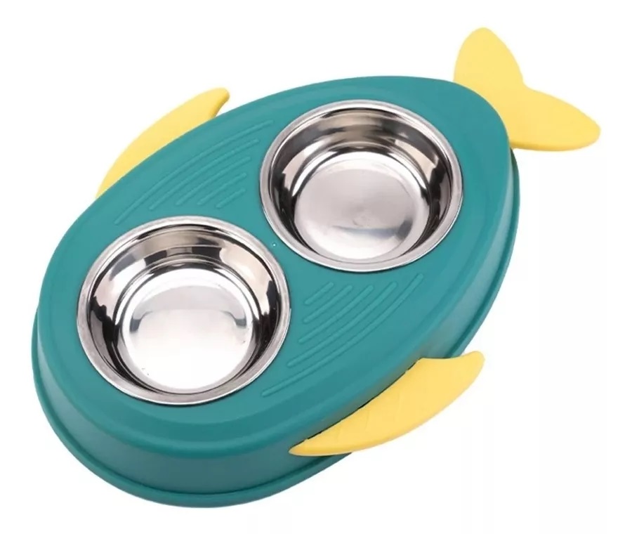 PLATO DEFENSOR FOREVER DOBLE MASCOTAS ACERO INOXIDABLE - 3