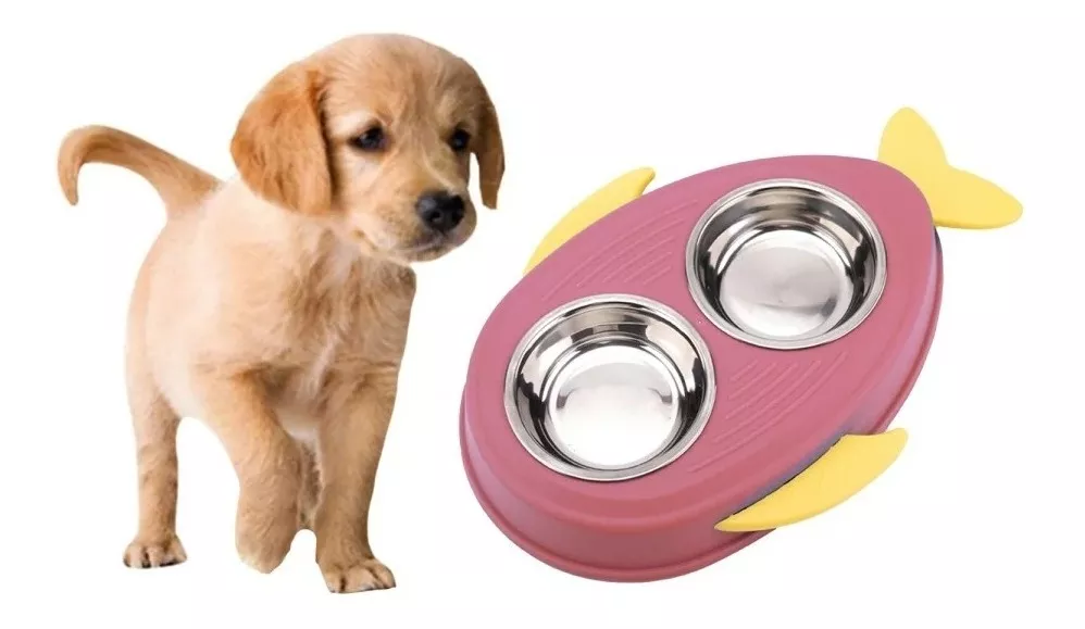 PLATO DEFENSOR FOREVER DOBLE MASCOTAS ACERO INOXIDABLE - 4