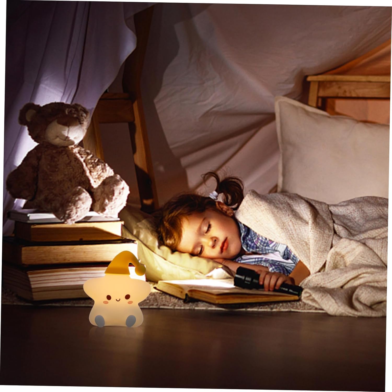 LÁMPARA DISEÑO ESTRELLA ESPANTA CUCO PARA BEBÉ Y NIÑOS USB - 7