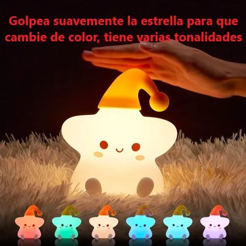 LÁMPARA DISEÑO ESTRELLA ESPANTA CUCO PARA BEBÉ Y NIÑOS USB - 8