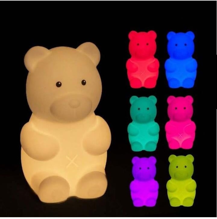 LÁMPARA DISEÑO OSO, ESPANTA CUCO DE SILICONA SUAVE -LED USB - 2