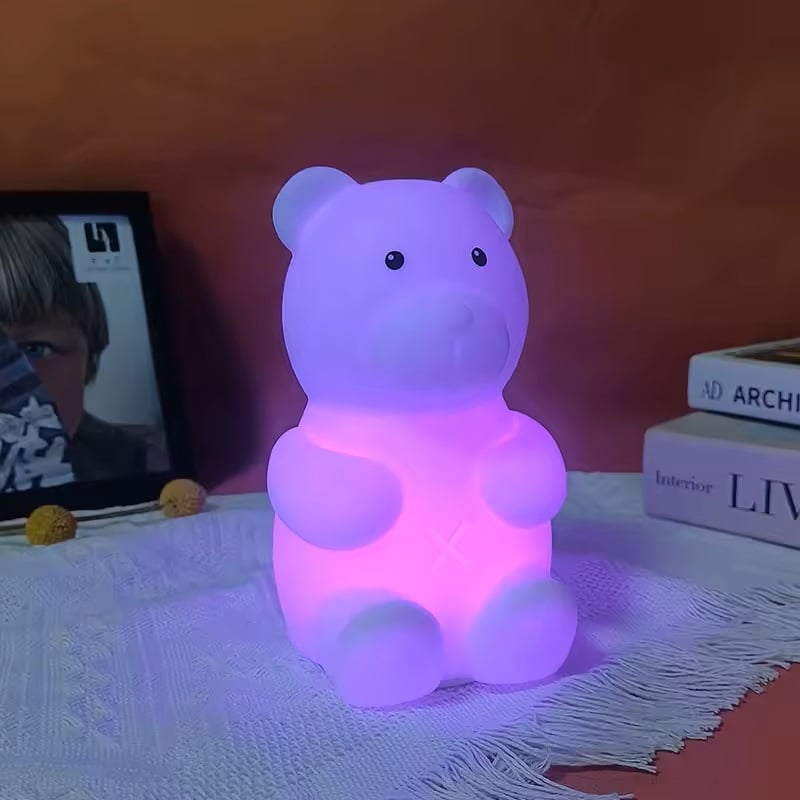 LÁMPARA DISEÑO OSO, ESPANTA CUCO DE SILICONA SUAVE -LED USB - 3