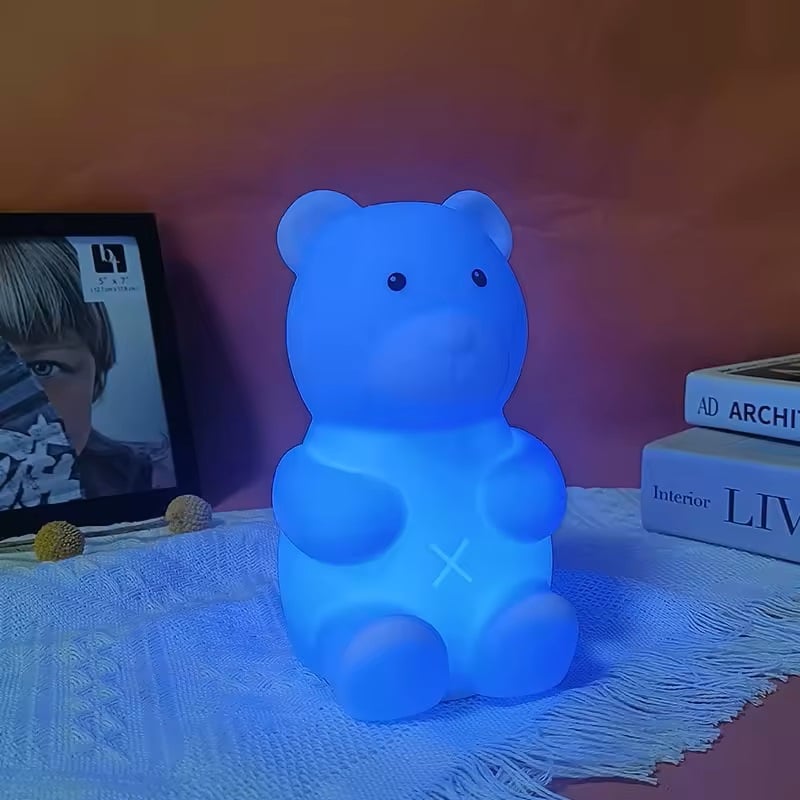 LÁMPARA DISEÑO OSO, ESPANTA CUCO DE SILICONA SUAVE -LED USB - 4