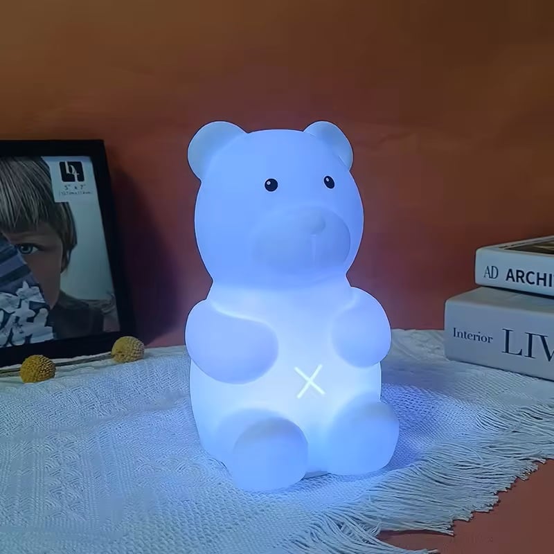 LÁMPARA DISEÑO OSO, ESPANTA CUCO DE SILICONA SUAVE -LED USB - 5