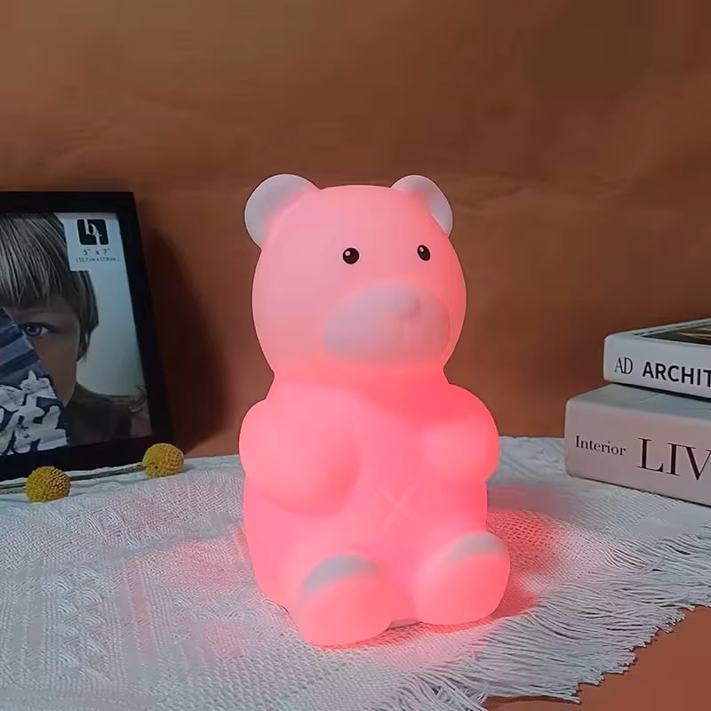 LÁMPARA DISEÑO OSO, ESPANTA CUCO DE SILICONA SUAVE -LED USB - 8