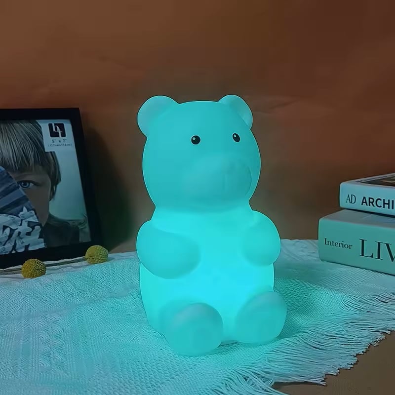 LÁMPARA DISEÑO OSO, ESPANTA CUCO DE SILICONA SUAVE -LED USB - 10