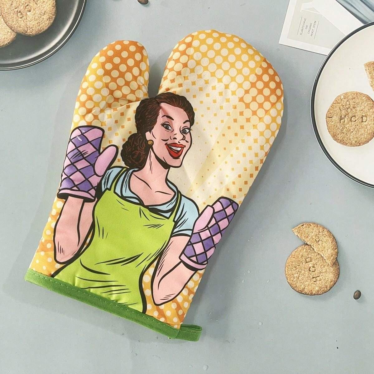 GUANTE DE COCINA Y TOMA OLLAS, GUANTE DE HORNO, RETRO - 4