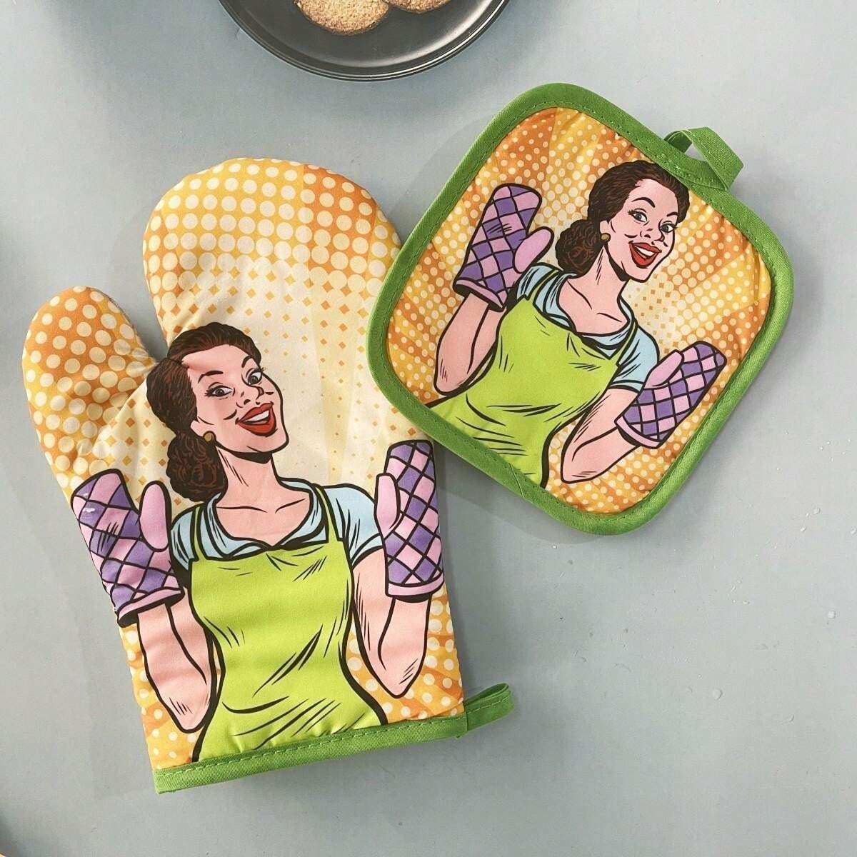 GUANTE DE COCINA Y TOMA OLLAS, GUANTE DE HORNO, RETRO - 7