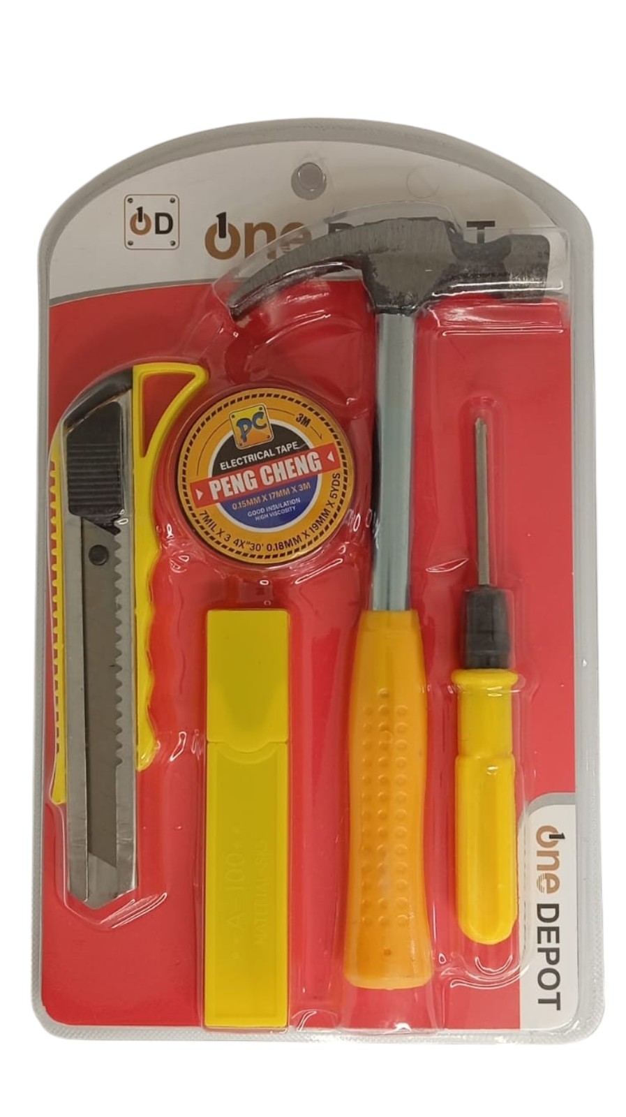SET HERRAMIENTAS MANUALES DESTORNILLADOR MARTILLO 5 PIEZAS - 1