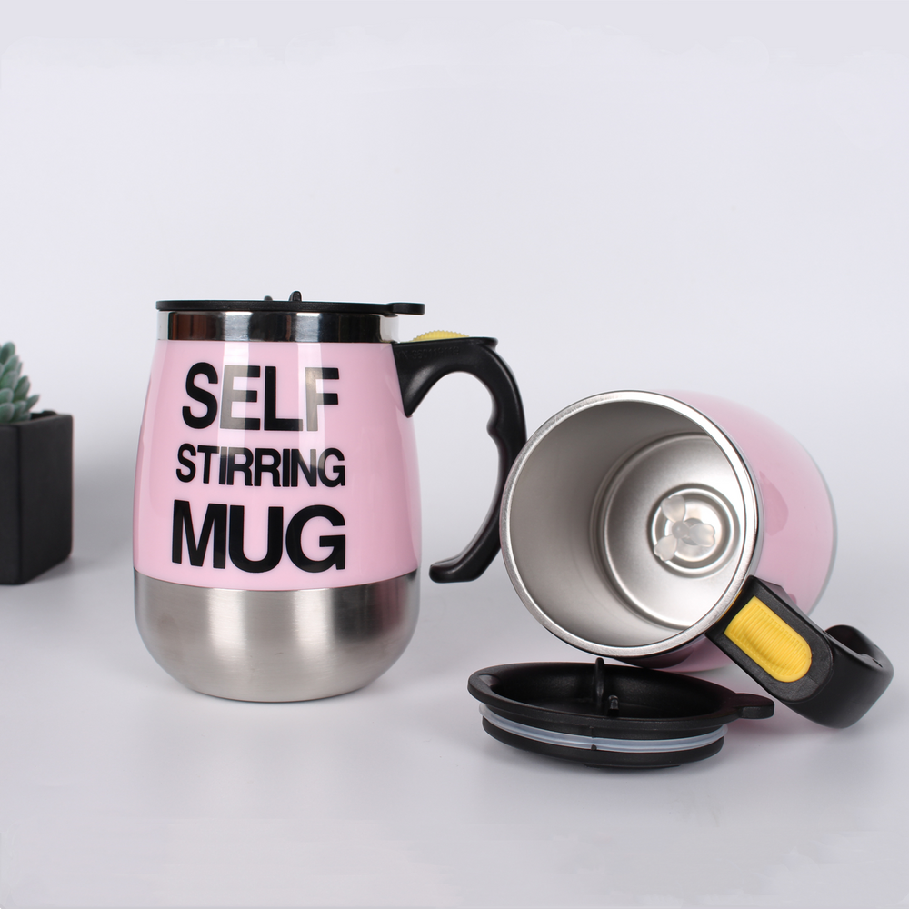 TAZÓN TAZA MUG CON REVOLVEDOR AUTOMÁTICO A PILAS CON TAPA - 3