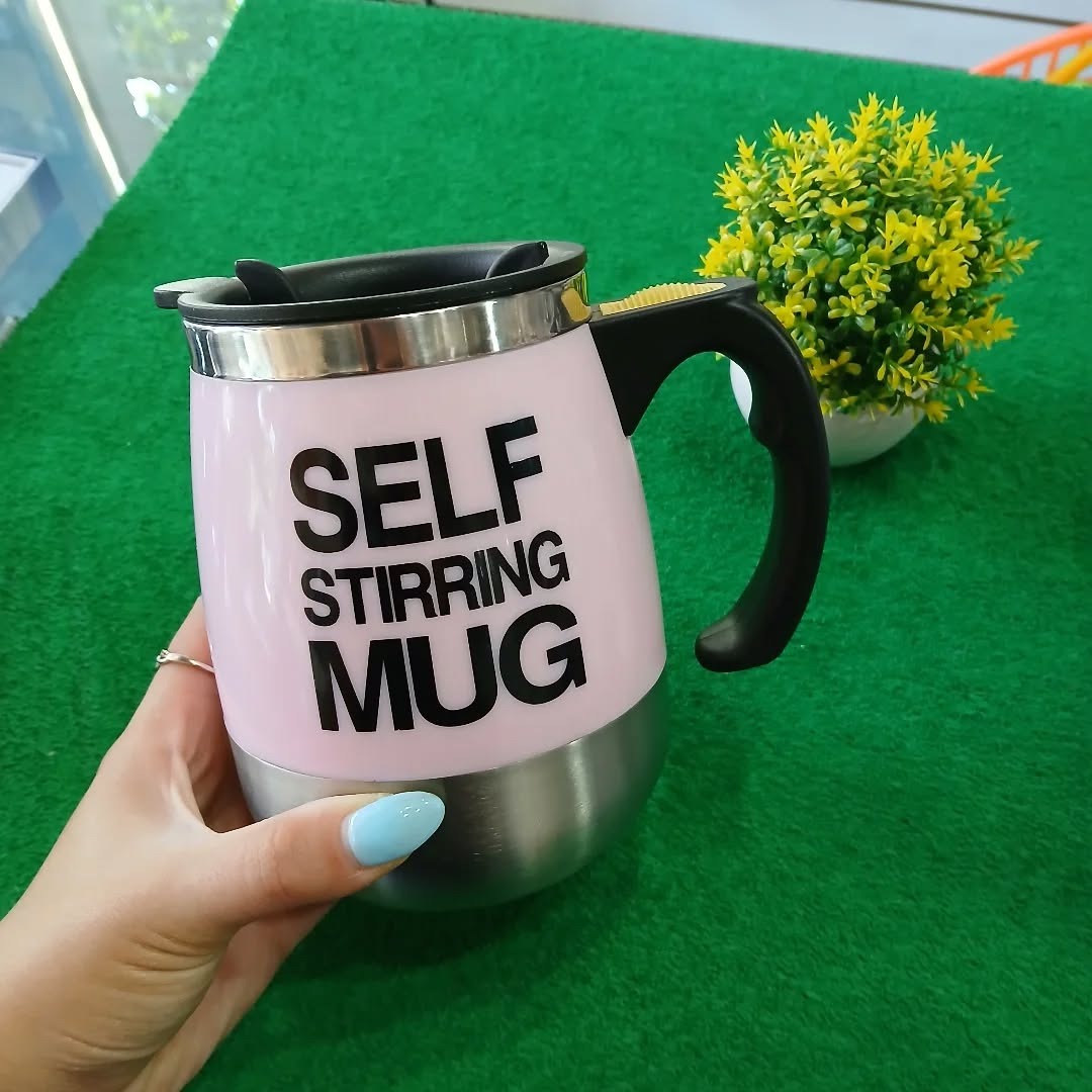 TAZÓN TAZA MUG CON REVOLVEDOR AUTOMÁTICO A PILAS CON TAPA - 7