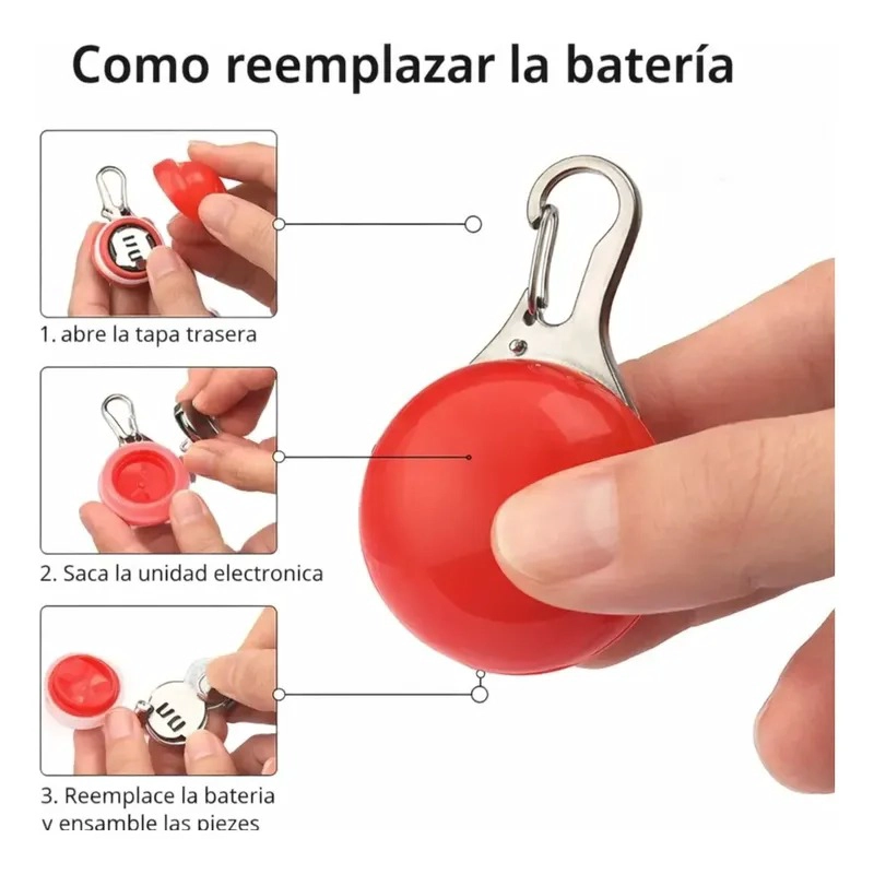 X3 LUZ LED PARA COLLAR DE MASCOTAS PASEOS NOCTURNO PERROS - 5