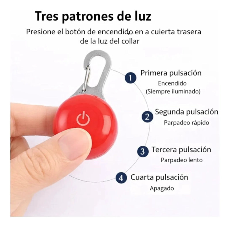 X3 LUZ LED PARA COLLAR DE MASCOTAS PASEOS NOCTURNO PERROS - 7