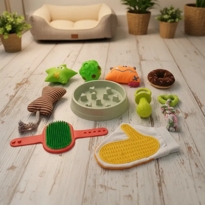 SET DE 10 JUGUETES PARA PERROS MASCOTAS ASEO JUEGOS - 6