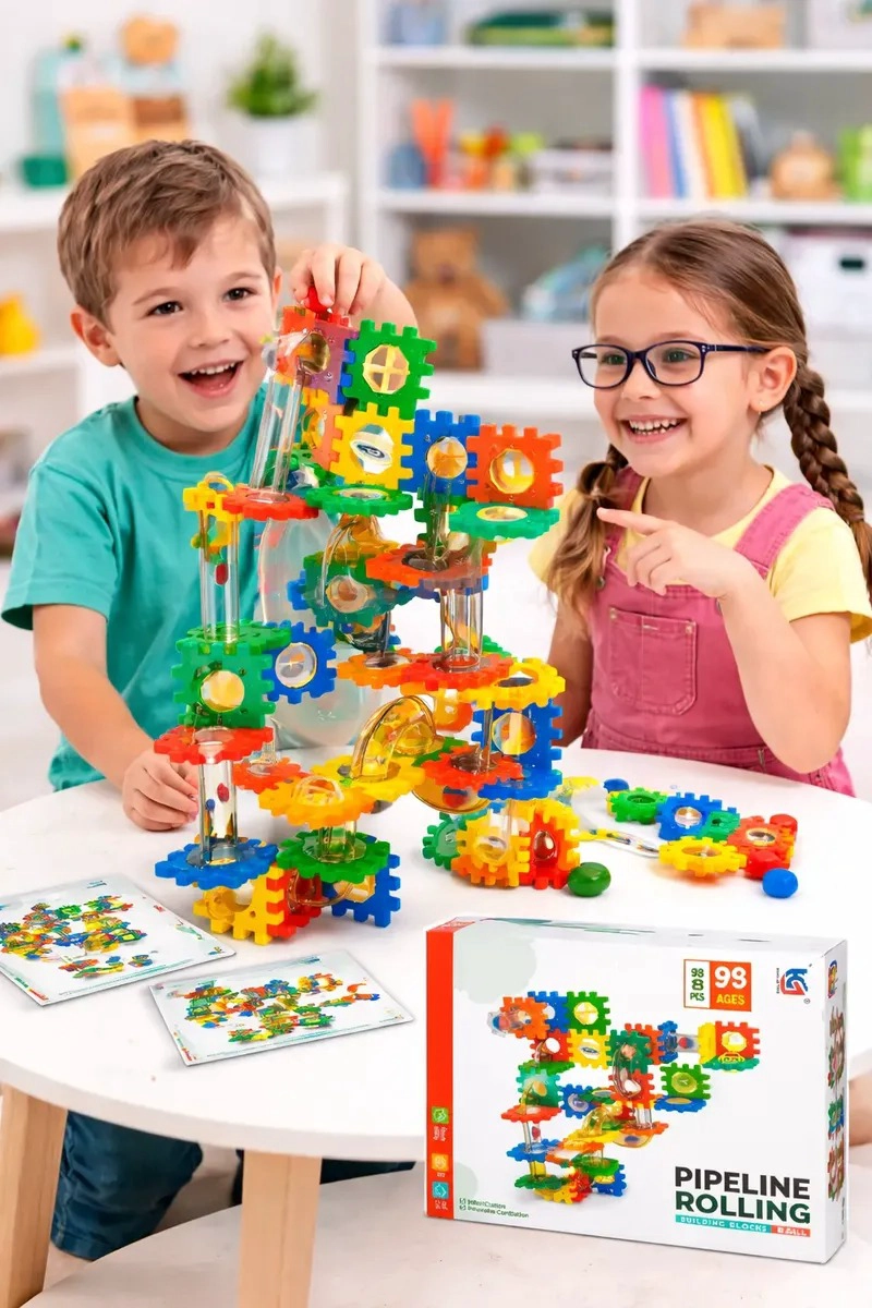 JUEGO CONSTRUCCION 98 PCS MARBLE RUN CIRCUITO BOLA DIDACTICO - 3