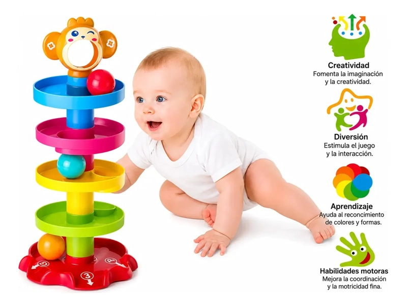 TORRE CASCADA PELOTAS SONAJERO DIDACTICO PARA BEBE S +18MESES - 8