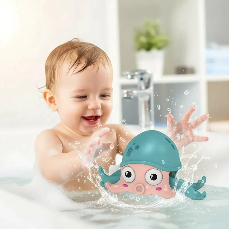 PULPO DE BAÑO PARA NIÑOS JUGUETE A CUERDA DIVERTIDO - 7