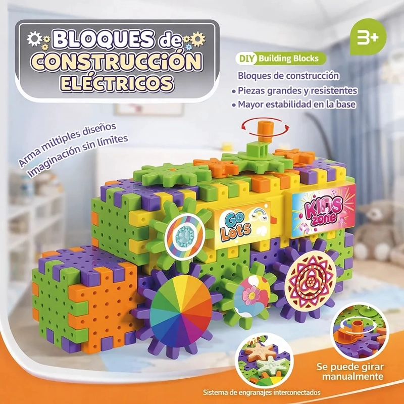 BLOQUES CONSTRUCCION ELE CTRICOS 80 PCS CON ENGRANAJES JUEGO - 1