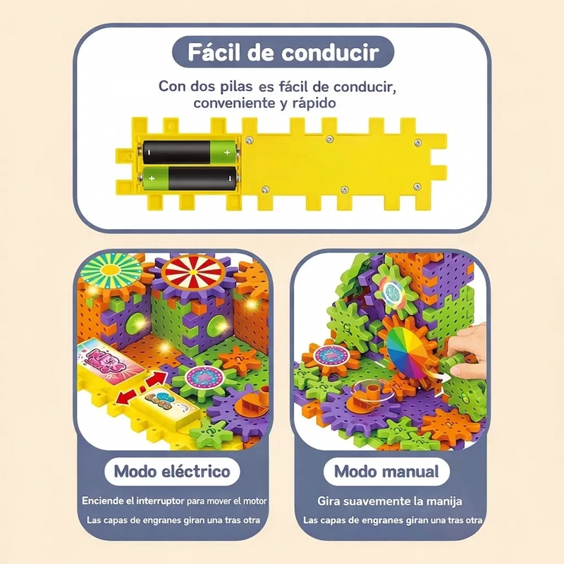 BLOQUES CONSTRUCCION ELE CTRICOS 80 PCS CON ENGRANAJES JUEGO - 7