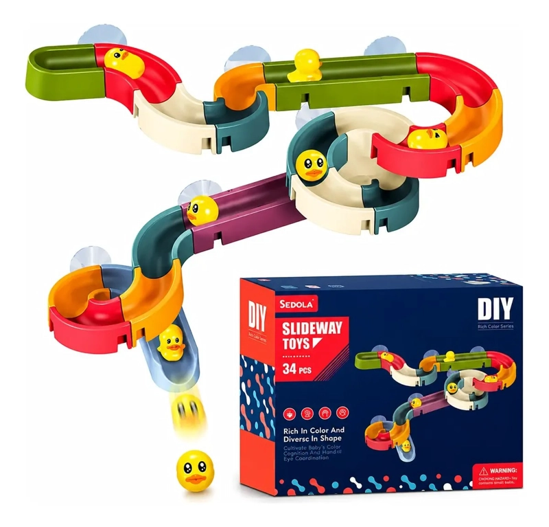 JUGUETE RESBALIN PATITOS EN TINA DE BAÑO DIDACTICO INFANTIL - 1