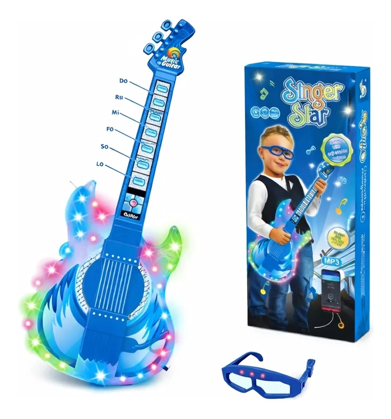 GUITARRA ELE CTRICA JUGUETE INFANTIL  LUCES LED CONEXION MP3 - 1