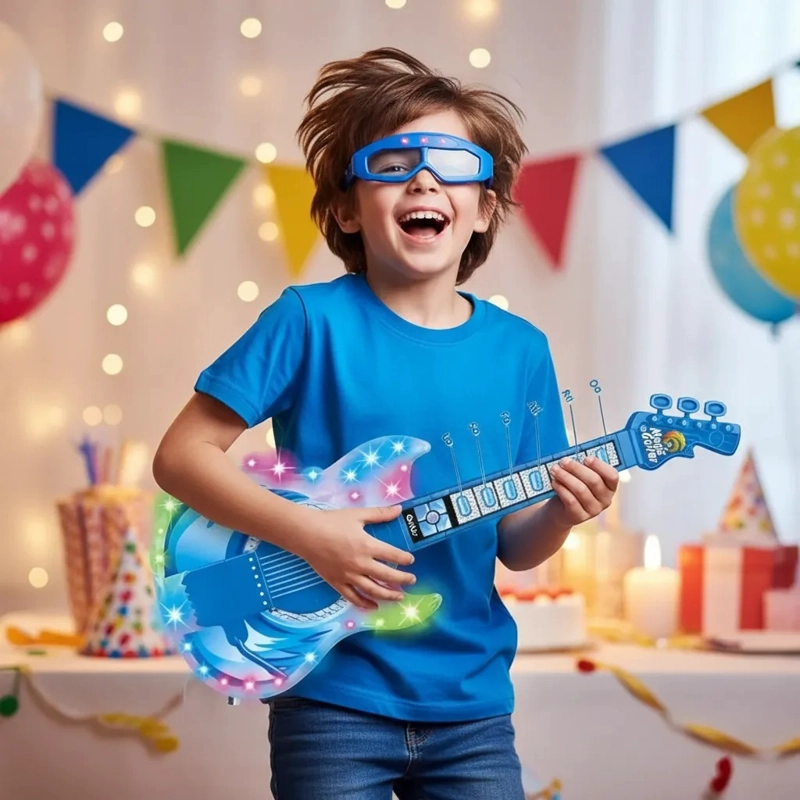 GUITARRA ELE CTRICA JUGUETE INFANTIL  LUCES LED CONEXION MP3 - 2