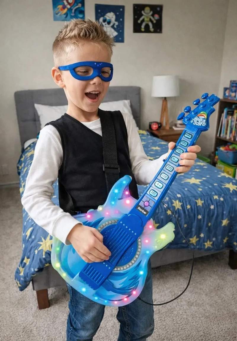 GUITARRA ELE CTRICA JUGUETE INFANTIL  LUCES LED CONEXION MP3 - 3
