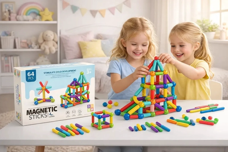 BLOQUES MAGNE TICOS 64 PIEZAS JUEGO EDUCATIVO CREATIVO NIÑOS - 4