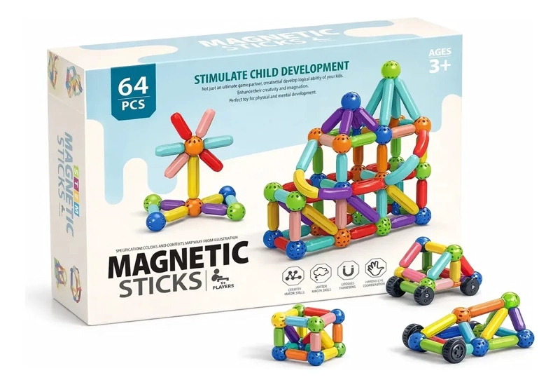 BLOQUES MAGNE TICOS 64 PIEZAS JUEGO EDUCATIVO CREATIVO NIÑOS - 7