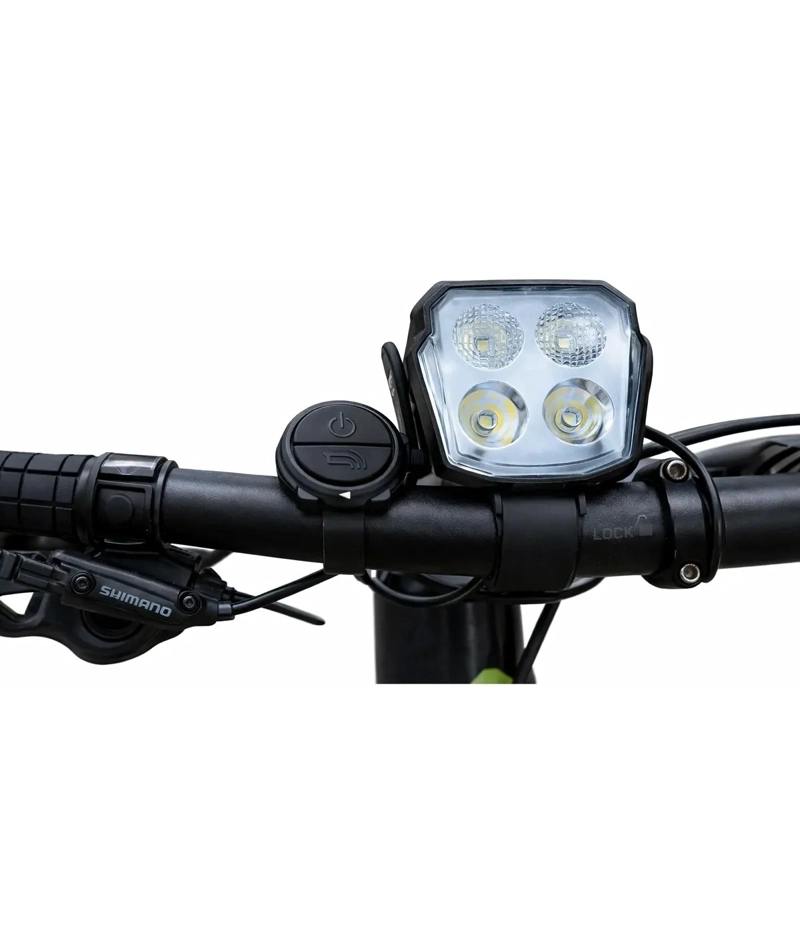 LUZ BICICLETA LED RECARGABLE 4 FOCOS BOCINA CONTROL MANUBRIO - 2