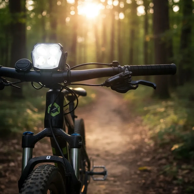 LUZ BICICLETA LED RECARGABLE 4 FOCOS BOCINA CONTROL MANUBRIO - 4