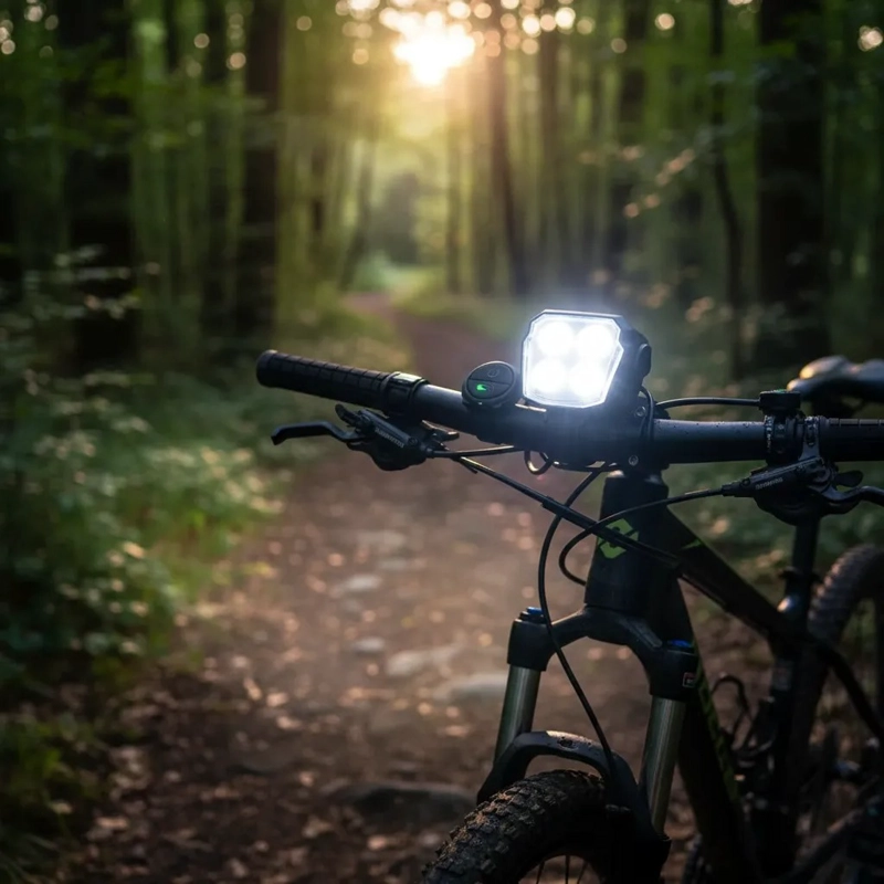 LUZ BICICLETA LED RECARGABLE 4 FOCOS BOCINA CONTROL MANUBRIO - 6