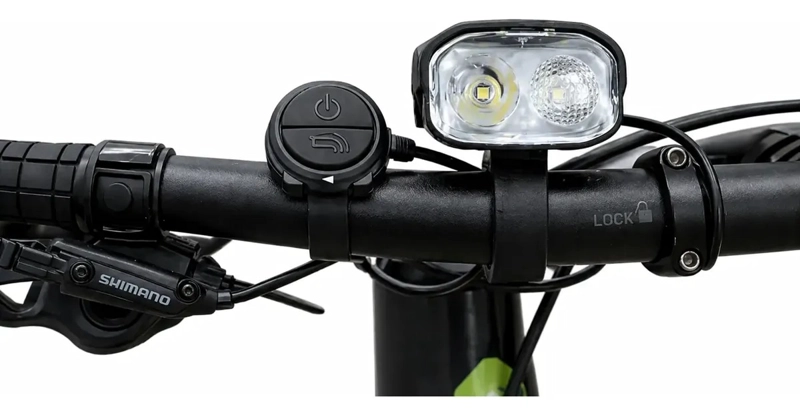 LUZ BICICLETA LED RECARGABLE 2 FOCOS BOCINA CONTROL MANUBRIO - 1
