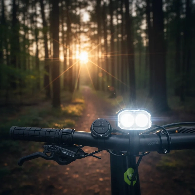 LUZ BICICLETA LED RECARGABLE 2 FOCOS BOCINA CONTROL MANUBRIO - 2