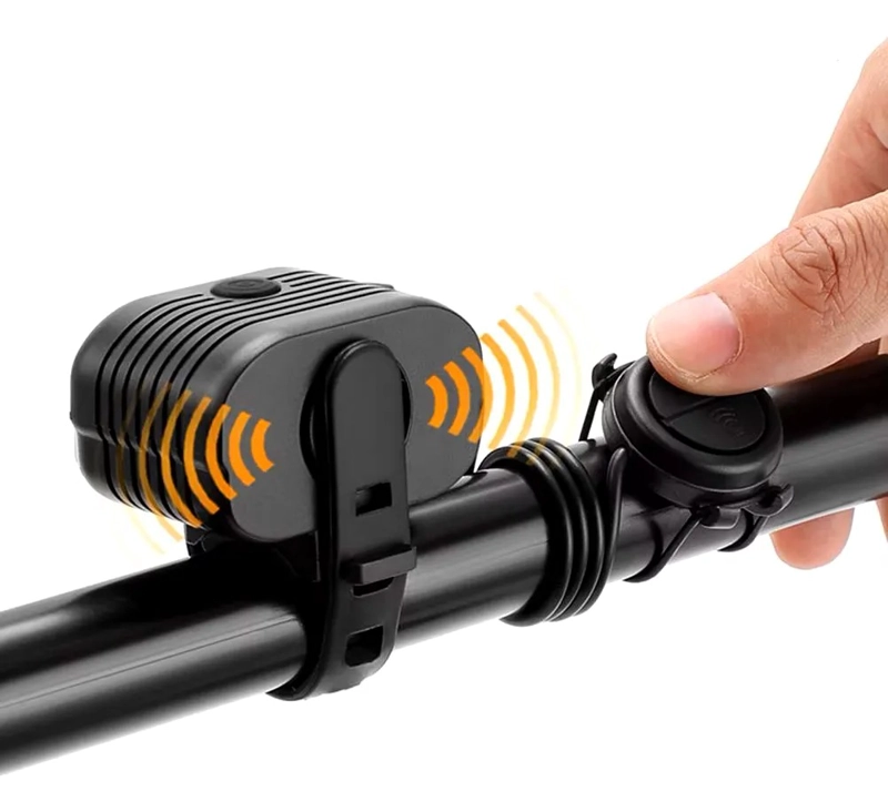 LUZ BICICLETA LED RECARGABLE 2 FOCOS BOCINA CONTROL MANUBRIO - 4