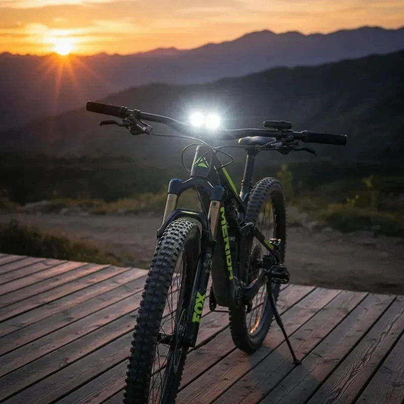 LUZ BICICLETA LED RECARGABLE 2 FOCOS BOCINA CONTROL MANUBRIO - 5