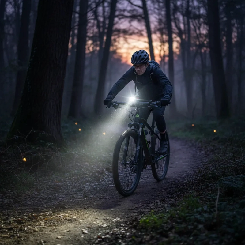 LUZ DELANTERA LED BICICLETA ALTA POTENCIA A PILAS CON BOCINA - 2
