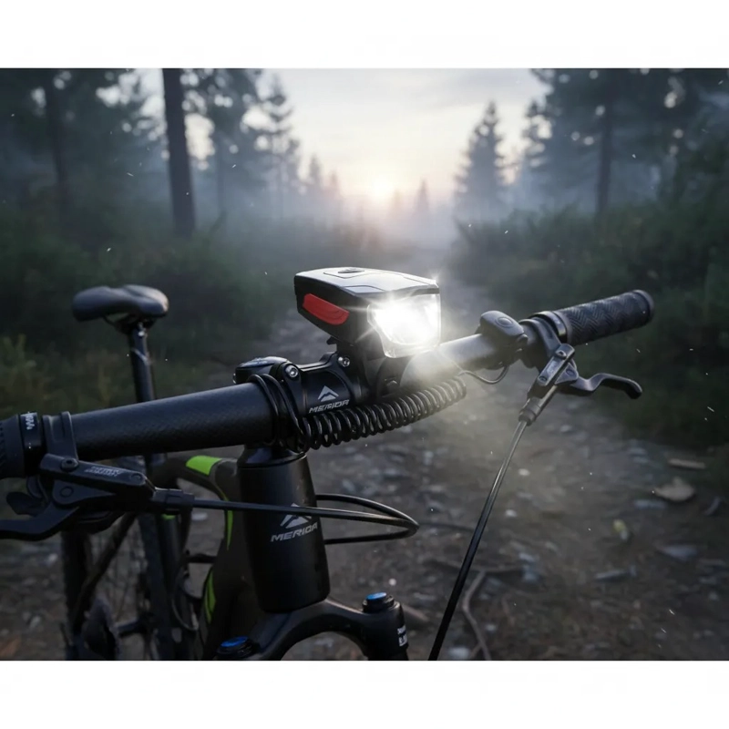 LUZ DELANTERA LED BICICLETA ALTA POTENCIA A PILAS CON BOCINA - 4
