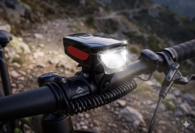 LUZ DELANTERA LED BICICLETA ALTA POTENCIA A PILAS CON BOCINA - 6