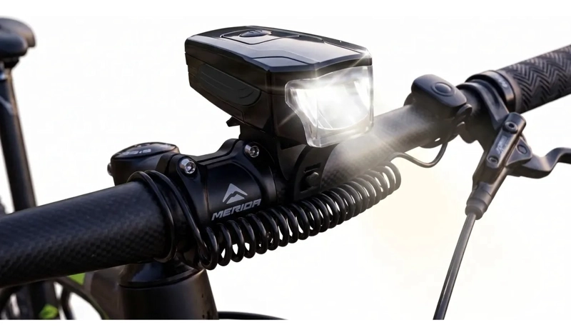 LUZ DELANTERA LED BICICLETA ALTA POTENCIA A PILAS CON BOCINA - 1
