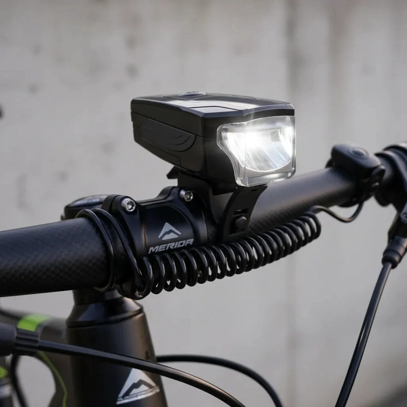 LUZ DELANTERA LED BICICLETA ALTA POTENCIA A PILAS CON BOCINA - 2