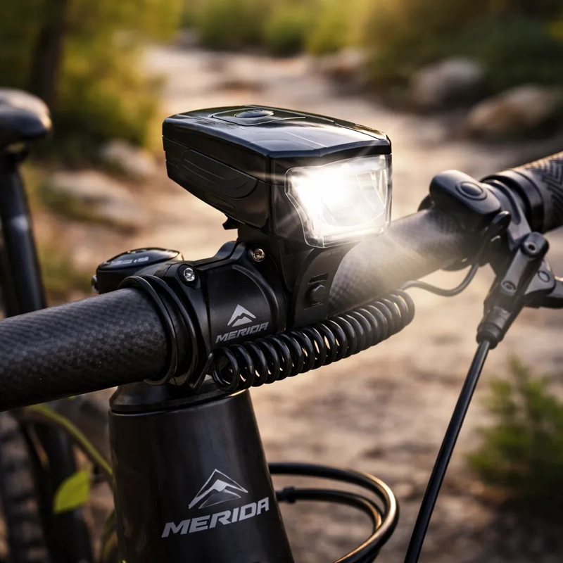 LUZ DELANTERA LED BICICLETA ALTA POTENCIA A PILAS CON BOCINA - 3