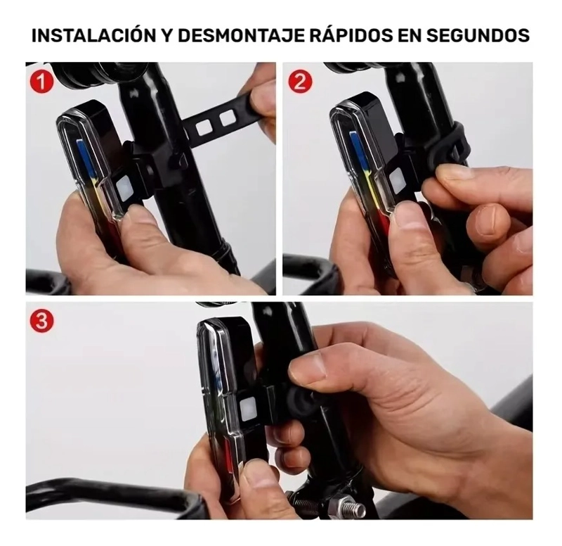 LUZ LED TRASERA PARA BICICLETAS RECARGABLE USB - 7