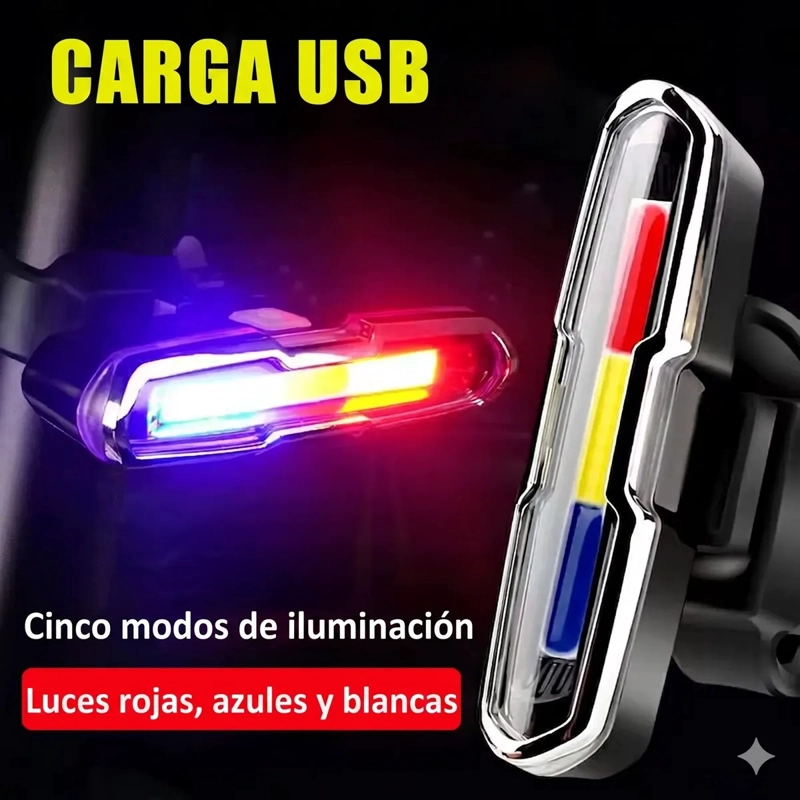 LUZ LED TRASERA PARA BICICLETAS RECARGABLE USB - 8
