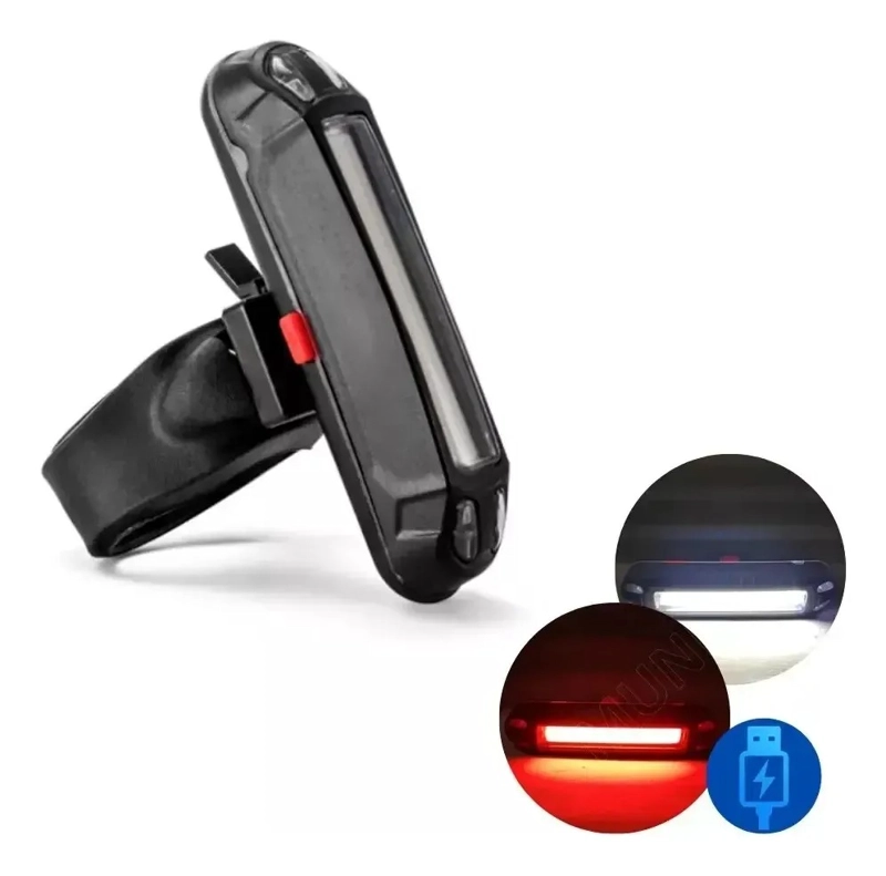 LUZ TRASERA BICICLETA LED RECARGABLE USB ALTA VISIBILIDAD NEGRO Y BLANCO NEGRO/BLANCO - 4