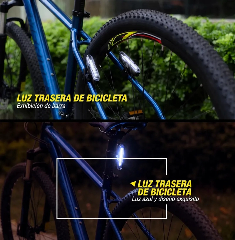 LUZ TRASERA BICICLETA LED RECARGABLE USB ALTA VISIBILIDAD NEGRO Y BLANCO NEGRO/BLANCO - 6
