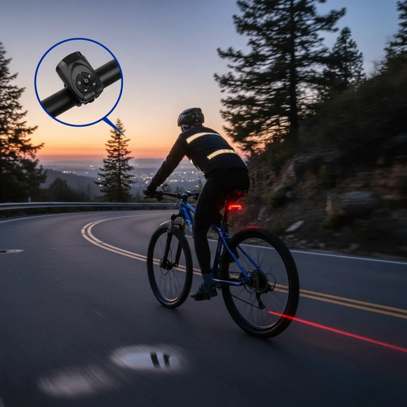 LUZ TRASERA BICICLETA LED CON CONTROL SEÑALIZADOR DE VIRAJE - 6